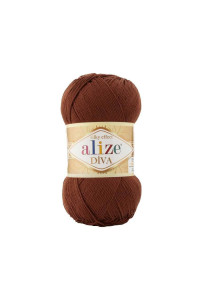100% Microfiber Acrylic Alize Diva Silk Effect Knitting Sport Crochet Yarn Lot Of 4 Ball Skeins 400Gr 1532Yds Color (690 Dark Copper)