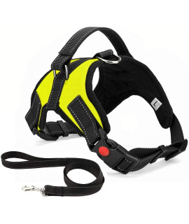 No Pull Dog Harness, Breathable Adjustable Comfort, Free Leash Included, For Small Medium Large Dog, Best For Training Walking Yellow L