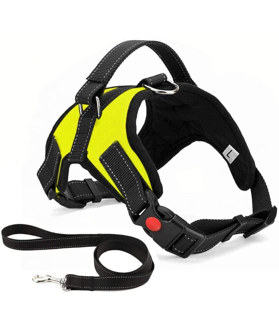 No Pull Dog Harness, Breathable Adjustable Comfort, Free Leash Included, For Small Medium Large Dog, Best For Training Walking Yellow Xl