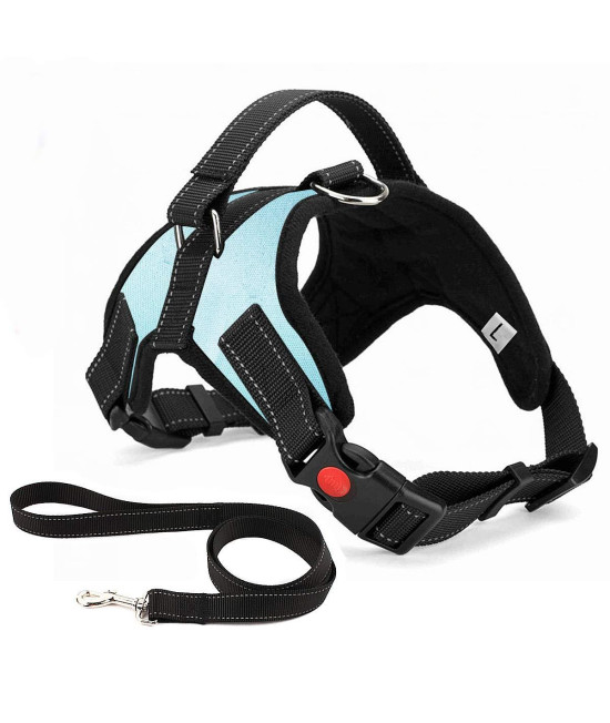 No Pull Dog Harness, Breathable Adjustable Comfort, Free Leash Included, For Small Medium Large Dog, Best For Training Walking Lightblue Xl