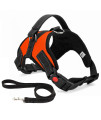 No Pull Dog Harness, Breathable Adjustable Comfort, Free Leash Included, For Small Medium Large Dog, Best For Training Walking Orange Xs