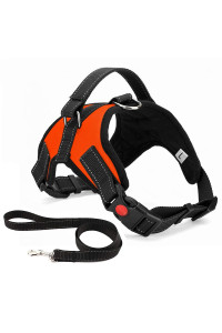 No Pull Dog Harness, Breathable Adjustable Comfort, Free Leash Included, For Small Medium Large Dog, Best For Training Walking Orange Xs
