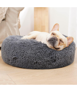 Anti Anxiety Calming Dog Beds for Small Dogs,Fluffy Round Donut Cuddler Puppy Beds for Small Dogs Washable,Soft Cozy Plush Cat Bed for Under 25 Lbs Pets