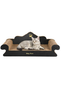 22.5in Large Cat Scratcher Cardboard Sofa Bed,Cat Scratch Pad Cardboard in Sofa Shape Scratcher Durable Corrugated Cardboard to Play and Lounge for Indoor Kitten or Adult Cat Use (Black, PU+Cardboard)