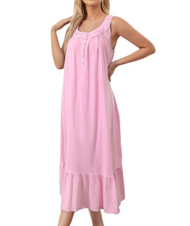 Mzrocr Cotton Nightgowns For Women Soft Sleeveless Night Gown Long Nightdress For Ladies Button Down Pajama Dress Sleepwear