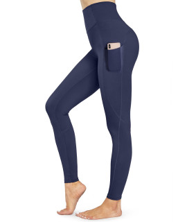 Styleword Womens Yoga Pants With Pockets High Waist Hiking Leggings (Navy-018F,S)