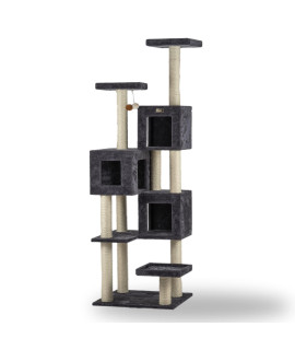 Armarkat Real Wood Griant Cat Tower with Condos for Multiple Cats A8104, Dark Gray