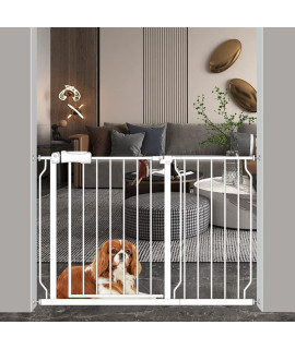 Flower Frail Safety Gates For Doorway Stairs Extra Wide Child Gate For Kid Or Pet Dogs 435-48 Inch Ressure Mounted Baby Gate White Metal