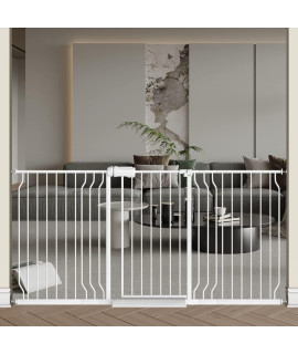 Extra Wide Baby Gate With Door - Walk Through Large Long Child Gates For Stair Doorway - Indoor Outdoor Safty Gate For Toddler Pet Dog Doggie 622-669 Inch Wide