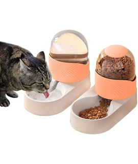 Zwmbyn Automatic Dog Cat Feeder And Water Dispenser Set 2L Gravity Pet Food Feeder Dog Water Bowl Dispenser 100% Bpa-Free & Easily Clean Self Feeding Station For Dogs Cats Pets Animals Orange