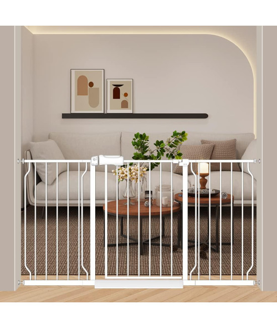 Flower Frail Extra Wide Baby Gates 575-62 Inch For Stairs Doorways Hallways Pressure Mount Baby Gate Auto Close Child Safety Gates For Kids Or Pets