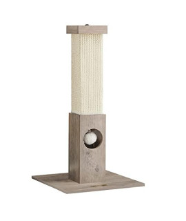 FEANDREA Cat Scratching Post, Cat Scratcher for Indoor Cats, 28.7 Inches Tall, Furniture Scratching Deterrent Sisal Scratch Pole with Toy, Greige UPCA021G01