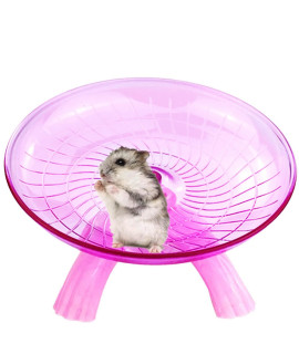 Hamster Flying Saucer Silent Running Exercise Wheel For Hamsters, Gerbils, Mice ,Hedgehog And Other Small Pets Silent Running Wheel Hamster Wheel (Dark Pink)