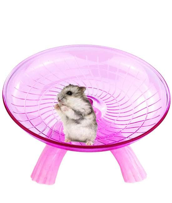 Hamster Flying Saucer Silent Running Exercise Wheel For Hamsters, Gerbils, Mice ,Hedgehog And Other Small Pets Silent Running Wheel Hamster Wheel (Dark Pink)