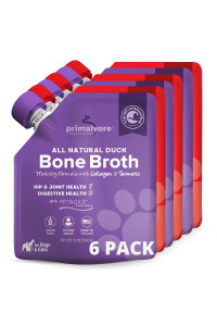 Beef & Duck: Primalvore Free-Range Bone Broth for Dogs &Cats, Mobility Formula w/ Collagen Peptides for Hip&Joints, Digestion, Skin & Coat and Hydration. Grain Free, Human Grade, Made in USA. 6 Total