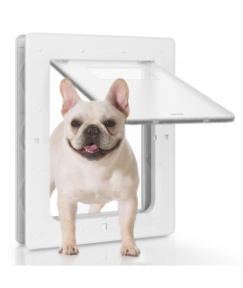 Dog Door, Plastic Pet Door By Petouch, 85 X 115 Inner Frame For Medium Dog And Pets, Easy To Install, 2-Way Locks, Durable Frame Doggy Door For Door, Screen Wall, White Doggie Door, Medium