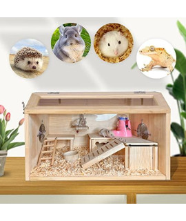 LA KEN DU 6PCS Visible Wooden Dwarf Hamster Cage Set-Dwarf Hamster Accessories and Toys