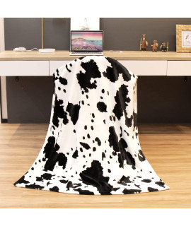 Fuzzy Black Cow Print Blanket Adult Baby Soft Warm Cozy Fleece Cat And Dog Blanket Soft Warm Fleece Flannel Pet Blanket, Great Pet Throw(40 50In)