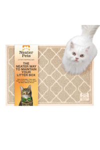 Neater Pets Neater Mat Litter Trapping Mat, Thick Durable Material Catches Mess From Kitty Litter Box To Protect Floors, Soft On Cats Paws, Anti-Skid Backing, Easy To Clean, Beige, 25 X 35