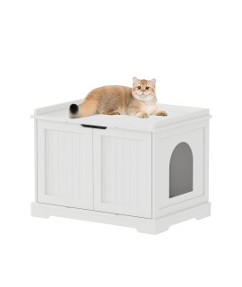 Home Bi Cat Litter Box Enclosure, Cat Litter Box Furniture Hidden, Cat Washroom Storage Bench, Pet Crate Furniture, Modern Wooden Cat Litter Cabinet, Cat Home, Kitty Hideaway, White