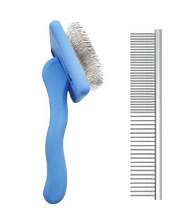 Extra Large Firm Slicker Brush For Dogs & Pet Comb Value Kit,50% Wider Large Dog Slicker Brush For Long Haired Dogs And Cats With Ergonomic Solid Wooden Handle,Long Pin Dog Grooming Brush For Desheddingagoldendoodle Poodle Looseahair