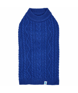 Blueberry Pet 2022/2023 New Dog Sweater Classic Wool Blend Cable Knit Pullover Crewneck Winter Clothes in Klein Blue, Back Length 14, Medium Warm Coat for Pet