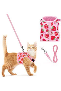 Pupteck Soft Mesh Cat Vest Harness And Leash Set Puppy Padded Pet Harnesses Escape Proof For Cats Small Dogs Rabbits Bunny