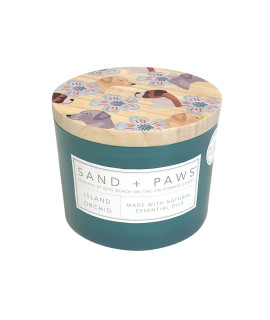 Sand + Paws Island Orchid Scented Candles Additional Scents & Sizes Made With Essential Oils Neutralizes Pet Odor 12 Oz Wood Lid With Painted Dogs