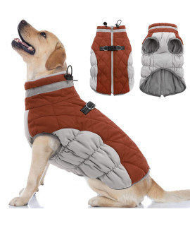 Ouobob Dog Winter Jacket Cozy Reflective Waterproof Dog Coat Windproof Warm Pet Garment, Comfortable Cold Weather Fleece Apparel Outfits With Zipper Closure For Small Medium Large Dogs Puppy Walking