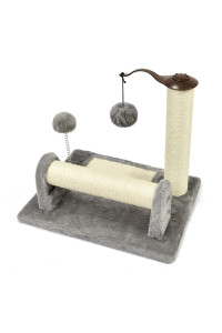 Petellow Cat Scratching Post And Pad, Cat Scratching Posts For Indoor Cats, Natural Sisal-Covered Cat Scratch Post And Pads With Cat Play Ball, Cat Scratcher For Kittens And Cats-Grey