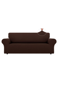 Lurka Stretch Sofa Covers - Spandex Non Slip Couch Sofa Slipcover, Soft With Elastic Bottom For Kids, ( 94 - 110, X-Large, Chocolate )