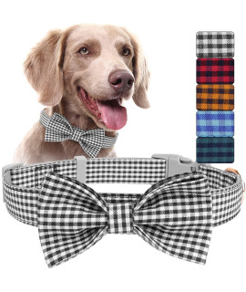 Buffalo Plaid Dog Collar, Bowtie Dog Collar, Apasiri Durable Adjustable Nylon Soft Dog Collar With Quick-Release Buckle & Metal D Ring, Cat Collar With Removable Bow Tie, Perfect Pet Collar Gift