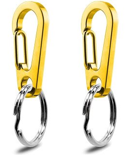 Ivia Dog Tag Clips 2 Packmultiple Size 304 Stainless Steel Quick Clip With Ringseasy Change Dog Cat Id Tag Holder For Small Pet Collars And Harnesses(2 Large Gold)