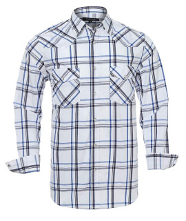 Western Shirts For Men With Snap Buttons Regular Fit Plaid Mens Long Sleeve Shirts Casual,Blue Red Check 02A,Xx-Large
