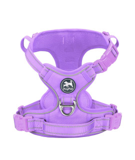 Poypet No Pull Dog Harness, No Choke Reflective Dog Vest, Adjustable Pet Harnesses With Easy Control Padded Handle For Small Medium Large Dogs(Light Purple Matching Trim,Xl)