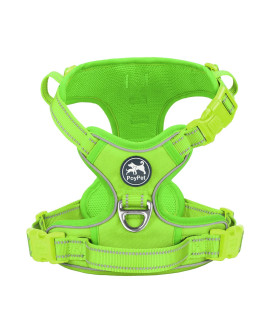 Poypet No Pull Dog Harness, No Choke Reflective Dog Vest, Adjustable Pet Harnesses With Easy Control Padded Handle For Small Medium Large Dogs(Green Matching Trim,L)