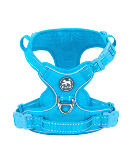 Poypet No Pull Dog Harness, No Choke Reflective Dog Vest, Adjustable Pet Harnesses With Easy Control Padded Handle For Small Medium Large Dogs(Blue,Xl)
