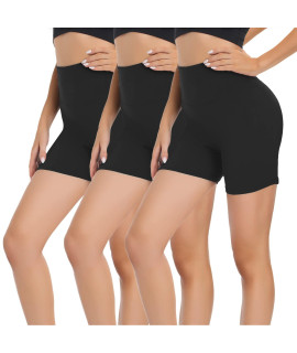 Gayhay 3 Pack Womens Biker Shorts - 5 High Waisted Buttery Soft Shorts For Athletic Workout Yoga