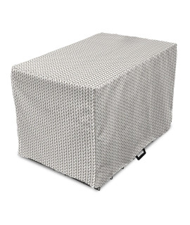 Lunarable Taupe And White Dog Crate Cover Traditional Nordic Design With Geometric Motifs In Vertical Order Easy To Use Pet Kennel Cover For Small Dogs Puppies Kittens 22 Inch Taupe And White