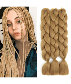 Light Brown Kanekalon Jumbo Braiding Hair Extensions High Temperature Fiber Braids For Twist Crochet Braiding Hair 24Inch 3Pcslot