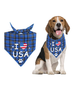 Waghaw 4Th Of July Dog Bandana, American Flag Bandana Dog Plaid Bandana Usa Dog Bandana Dog Fourth Of July Independence Day For Large