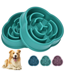 Slow Feeder Dog Bowls For Small Medium Dog, Puzzle Slow Feeding Pet Bowl With Anti-Slip Shim For Puppy Dog, Non-Toxic Preventing Choking Healthy Slower Food Feeding Dishes (2Pc Green)
