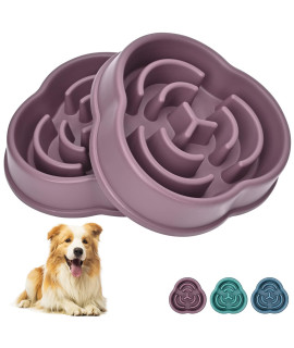 Slow Feeder Dog Bowls For Small Medium Dog, Puzzle Slow Feeding Pet Bowl With Anti-Slip Shim For Puppy Dog, Non-Toxic Preventing Choking Healthy Slower Food Feeding Dishes (2Pc Red)