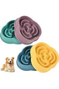 Slow Feeder Dog Bowls For Small Medium Dog, Puzzle Slow Feeding Pet Bowl With Anti-Slip Shim For Puppy Dog, Non-Toxic Preventing Choking Healthy Slower Food Feeding Dishes (4Pc Multi-Color)