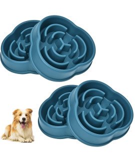 Slow Feeder Dog Bowls For Small Medium Dog, Puzzle Slow Feeding Pet Bowl With Anti-Slip Shim For Puppy Dog, Non-Toxic Preventing Choking Healthy Slower Food Feeding Dishes (4Pc Blue)