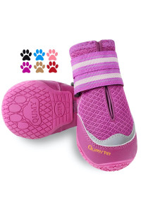 Qumy 2Pcs Dog Shoes For Hot Pavement Boots For Dogs Summer Heat Resistant Booties Mesh Breathable Nonslip With Reflective And Adjustable Straps Purple Size 6
