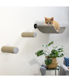 NEECONG Cat Hammock Wall Mounted Cat Wall Shelves with Two Steps Furniture for Sleeping, Playing, Climbing, Lounging - Metal Bracket Easily Holds up to 45 lbs