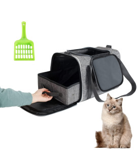 Hicaptain Travel Portable Cat Litter Box - Portable Cat Litter Carrier Lightweight Leak-Proof Collapsible Litter Box For Cat, Fits For Kitten Up To 15 Lb To Road Trip, Camping, Hiking, Or Hotel