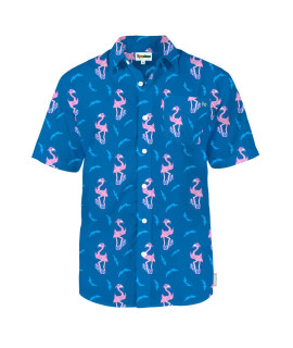 Tipsy Elves Mens Blue Board Of Paradise Hawaiian Button Down Shirt Size 4X-Large