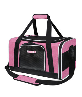 Petskd Pet Carrier 17X11X105 Delta American United Airline Approved,Pet Travel Carrier Bag For Small Cats And Dogs, Soft Dog Carrier For 1-13 Lbs Pets,Dog Cat Carrier With Safety Lock Zipper(Pink)